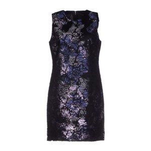 Vera Wang Lace Lame Floral Sleeveless Sheath Cocktail Dress 2